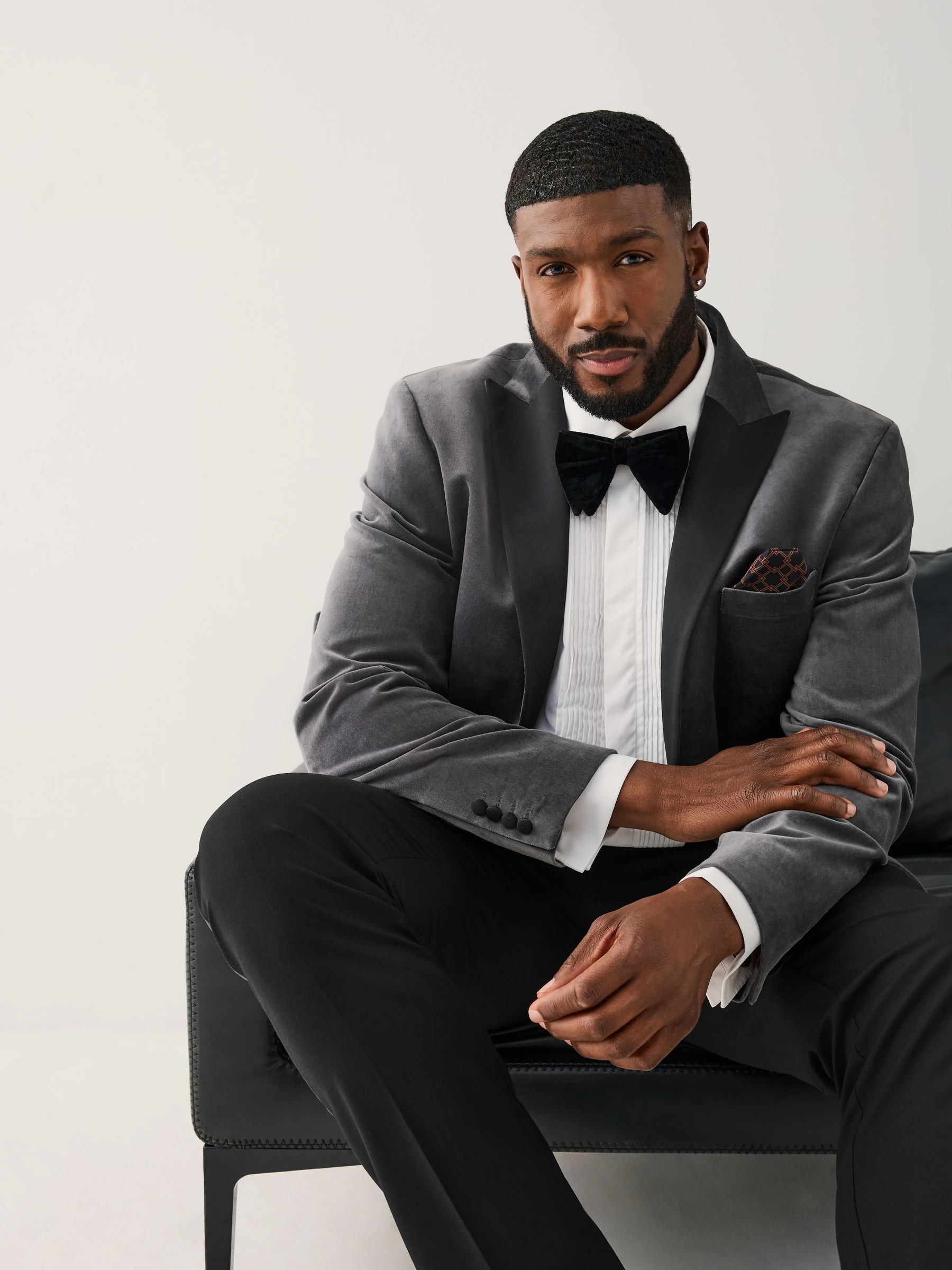 Grijs - Muscle Fit Motionflex Cotton Rich Velvet Blazer With Stretch