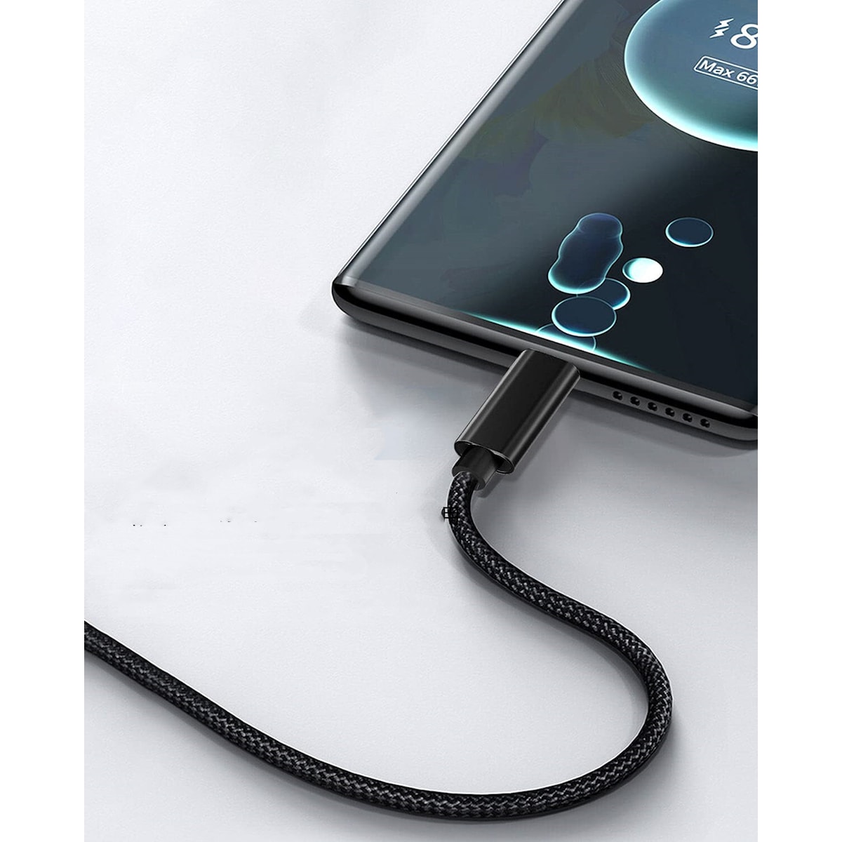 USB 2.0 til USB-C-kabel 3A hurtiglading Sort 2 m