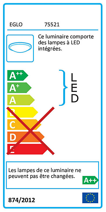 Applique murale LED intégrée 1 lumière Cabezas IP20 0 650 lm 5W blanc chaud H.6 x L.13 Eglo noir