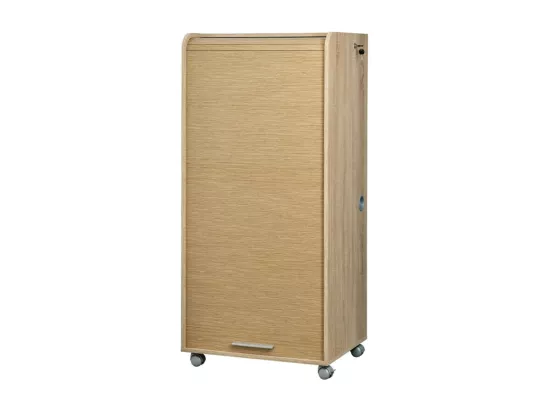 Armoire Informatique Mobile Chêne 2 Tiroirs 5 Niches L 65.2 H 139.9 P 53.1 cm - Coloris: Chêne Naturel