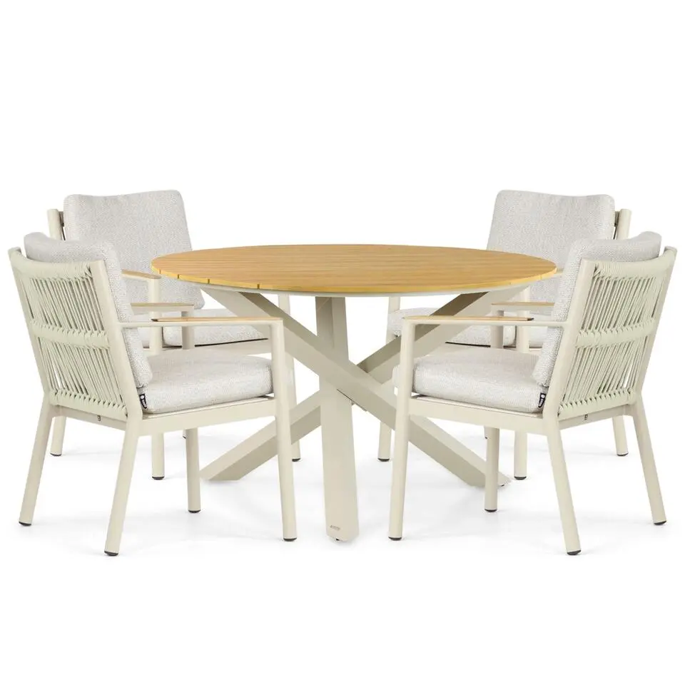 Tuinset 4 personen 125 cm Aluminium/rope Taupe Coco Sevilla/Ancona