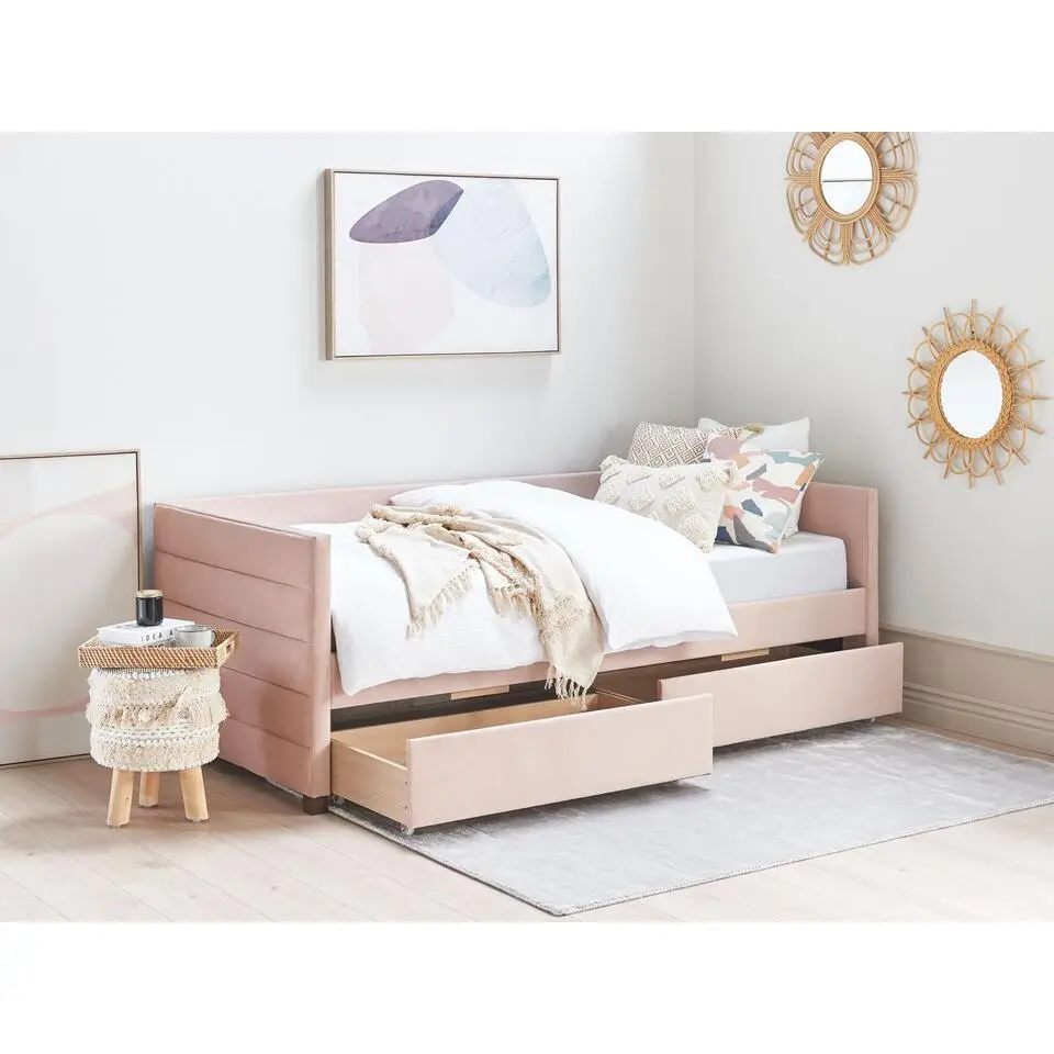 MARRAY - Slaapbank - Roze - 90 x 200 cm - Fluweel