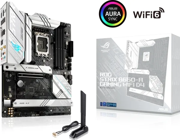 ASUS ROG STRIX B660-A GAMING WIFI D4 - Bundkort - ATX - LGA1700 sokkel - B660 Chipset - USB-C Gen 2x2, USB 3.2 Gen 1, USB-C Gen1, USB 3.2 Gen 2, USB-C Gen2 - 2.5 Gigabit LAN, Wi-Fi 6, Bluetooth - onboard grafik (CPU påkrævet) - HD Audio (8-kanaler)