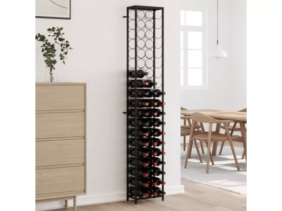 Casier à bouteilles de 57 bouteilles noir 34x18x200cm fer forgé