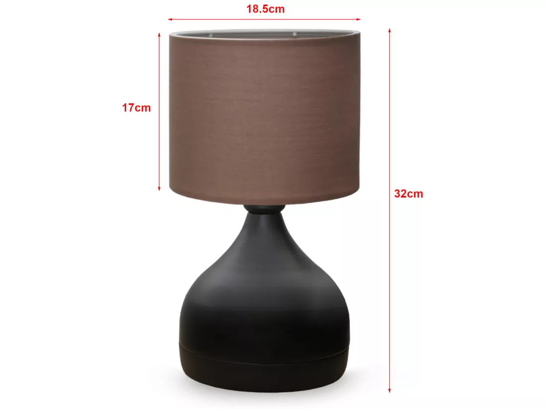 Lampe de bureau Shoreham E27 hauteur 32 cm noir / marron [lux.pro]