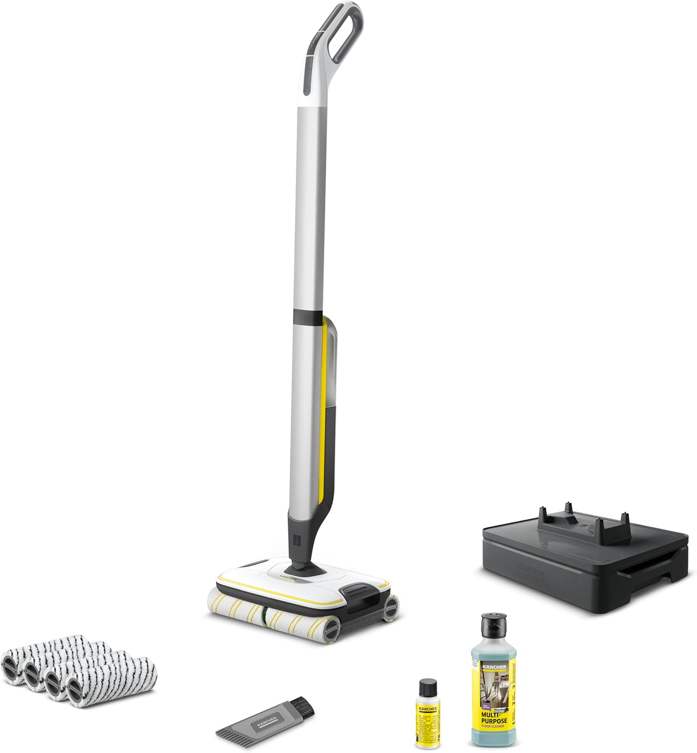 Kärcher Hartbodenreiniger FC 7 Cordless Plus Stone, kabelloser Bodenreiniger mit 4 rotierenden Mikrofaserwalzen + 2 extra Steinwalzenpaare, Akkulaufzeit: ca. 45 min, Fläche pro Ladung ca. 175 m²