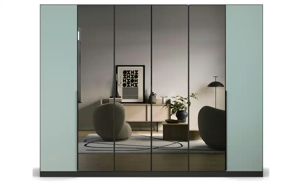 Drehtürenschrank Grau, Salbeigrün 271 cm 6 Stück