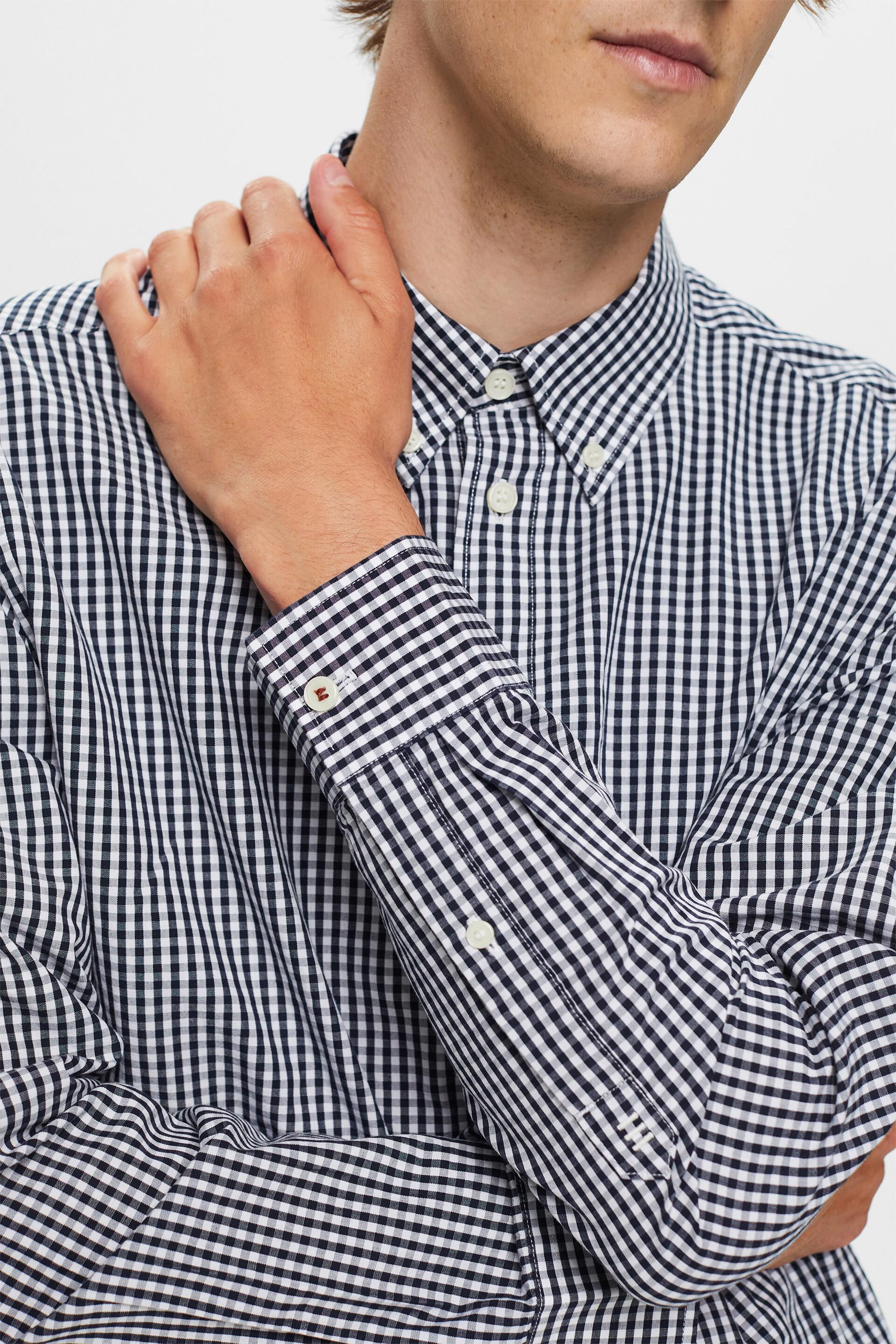 Chemise à col boutonné animée de carreaux vichy, 100% coton