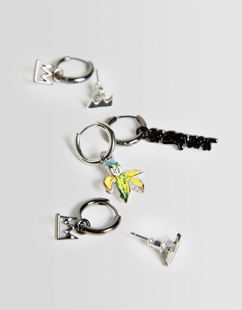 Conjunto de 3 pares de brincos Jean-Michel Basquiat