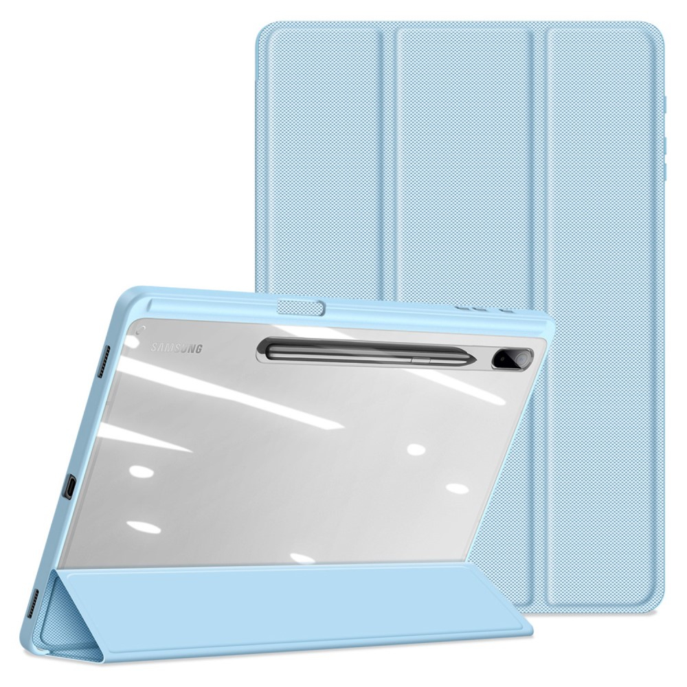 Samsung Galaxy Tab S8  Plus / Tab S7 FE 5G / Tab S7  Plus Leder Tasche Smart Cover Schutzhülle   S-Pen Halter - Hellblau