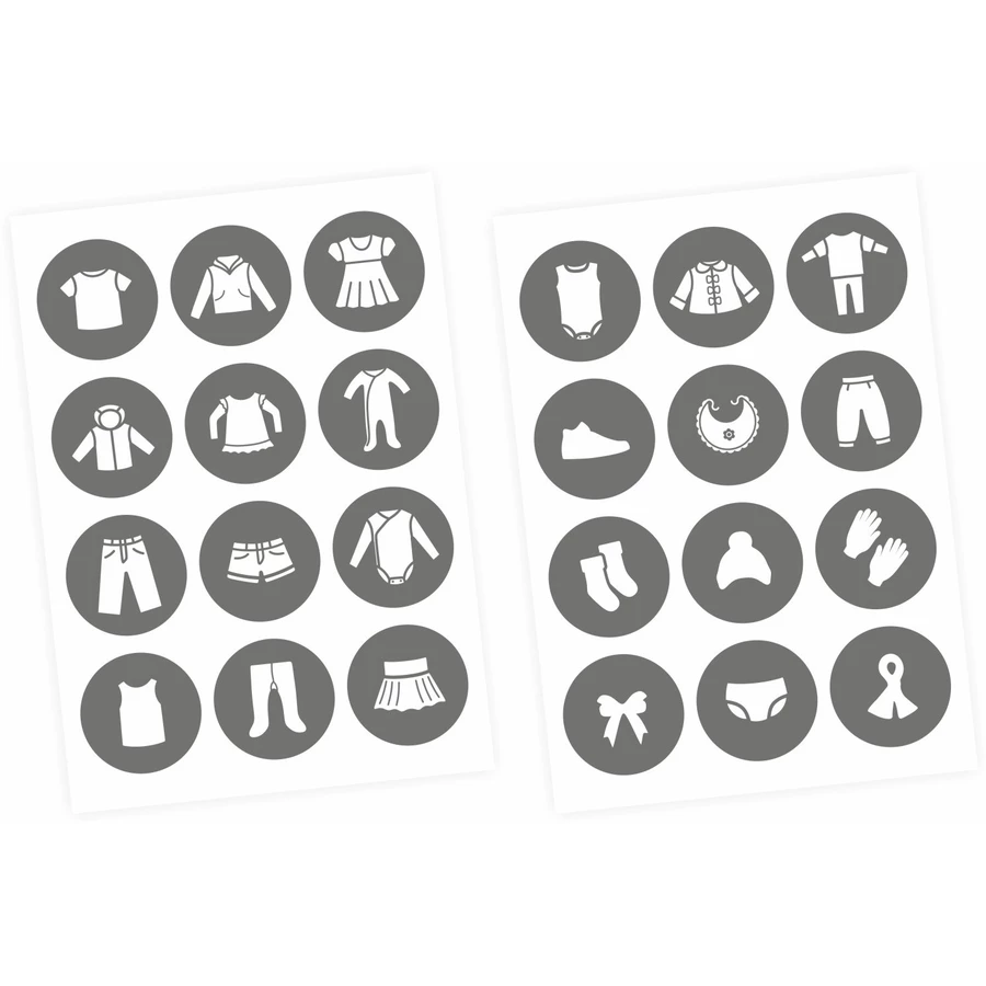 Nikima Möbelaufkleber Ordnungssticker für Kleidung weiß grau grau