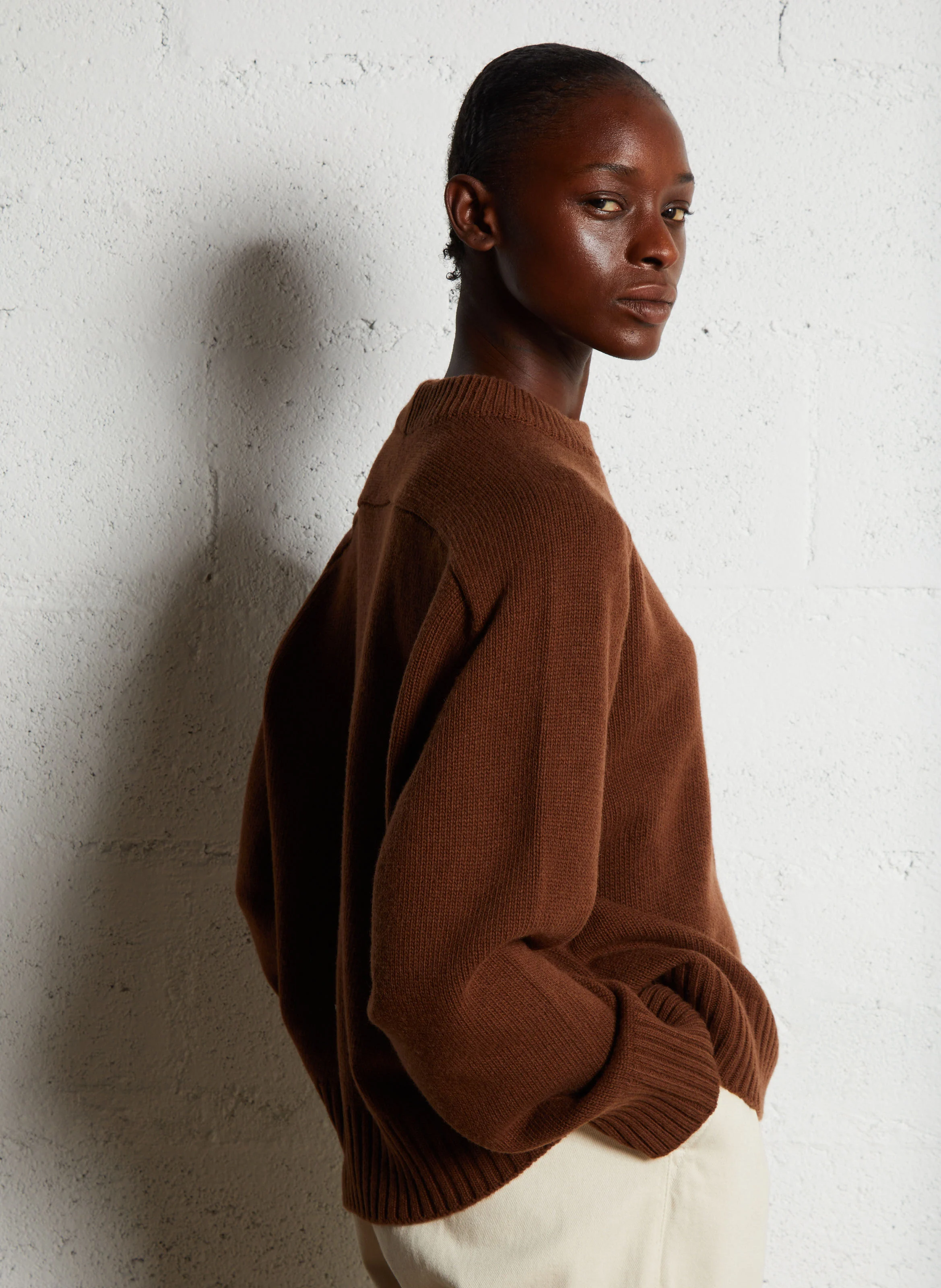 JOE - Pull col rond en laine | Marron