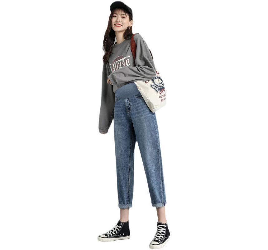 Aestering - Zwangerschapsbroek met hoge taille en gewassen baggy jeans