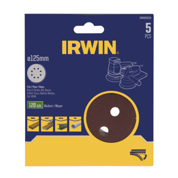 Irwin schuurschijf rond Ø125 mm zelfhechtend K120, 5 stuks