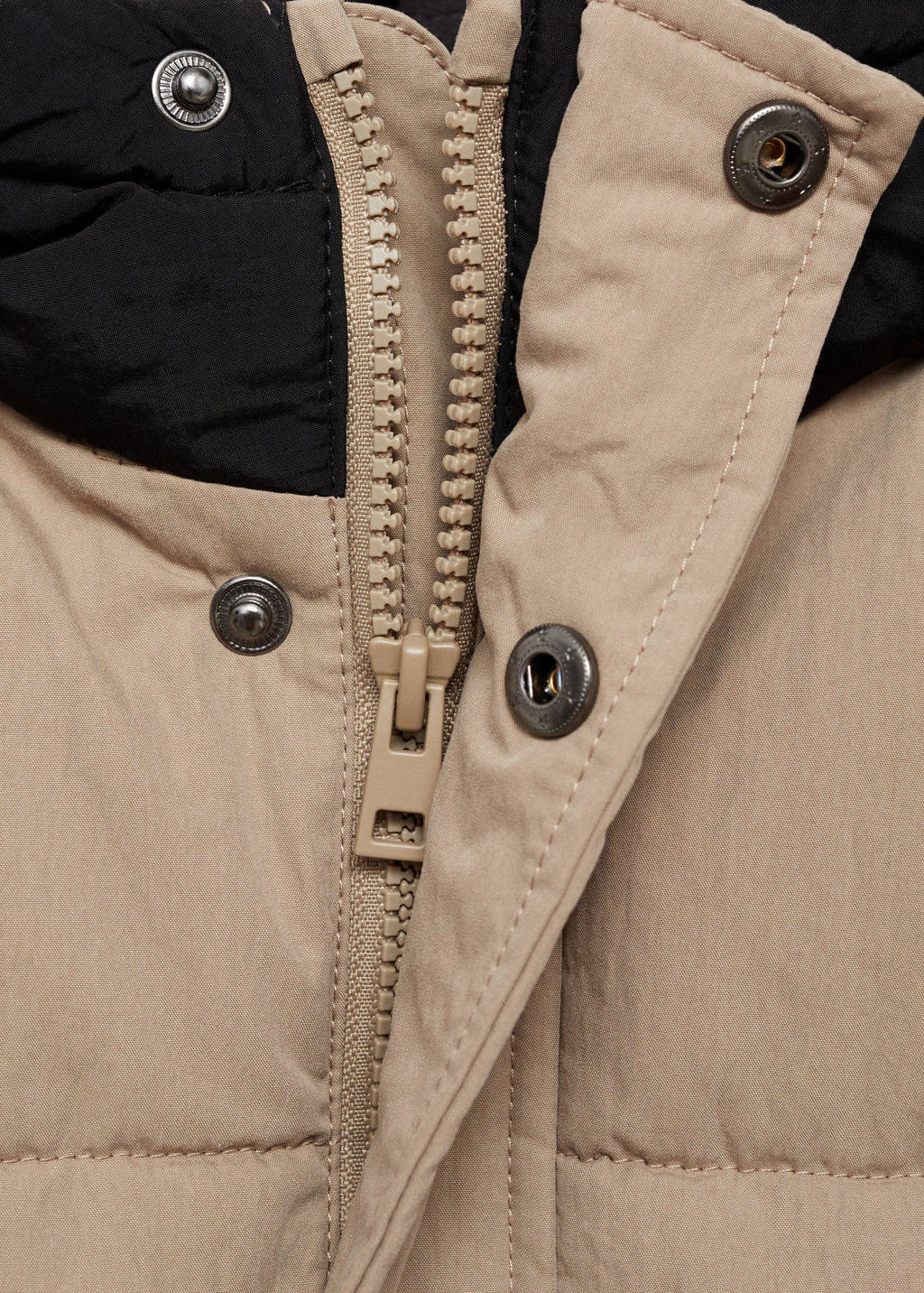 Mango Kids gewatteerde winterjas middenbruin/zwart