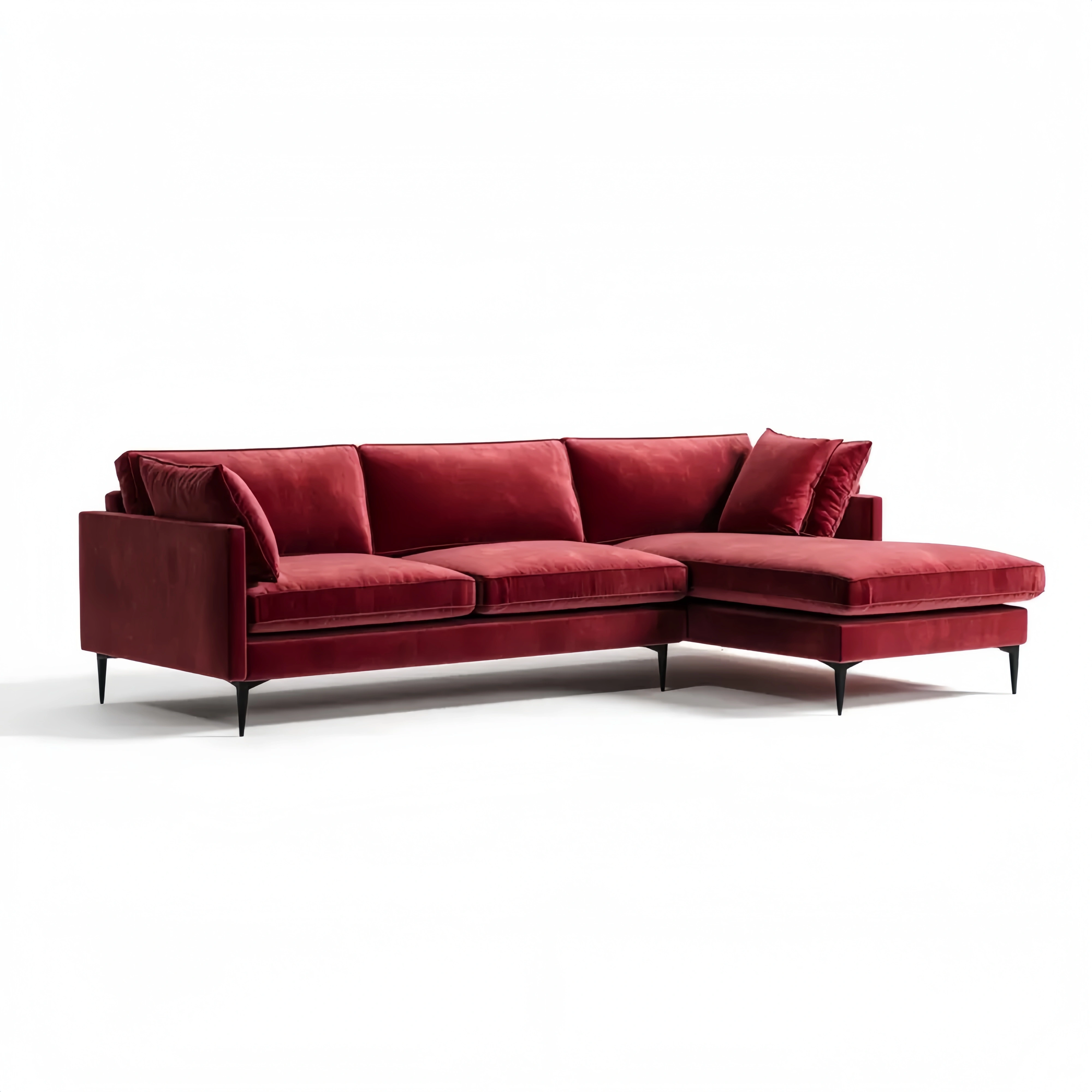Ecksofa Samt 280x170x80 cm - Rot - Modernes Design