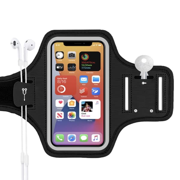 Mobilholder / Mobilarmbånd for løping Sort  6.5