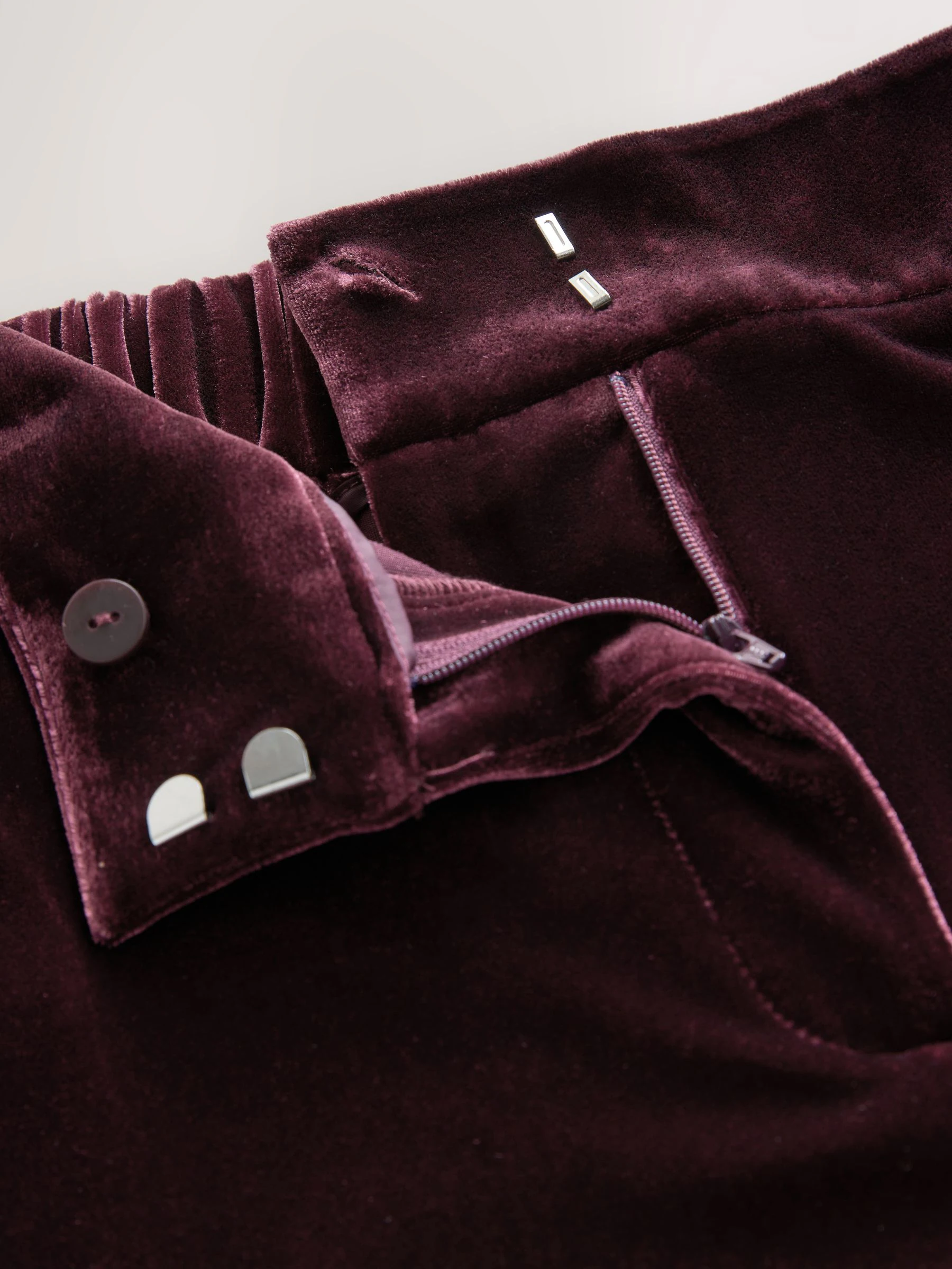 Bordeauxrood - Velvet Elastic Back Wide Leg Trousers