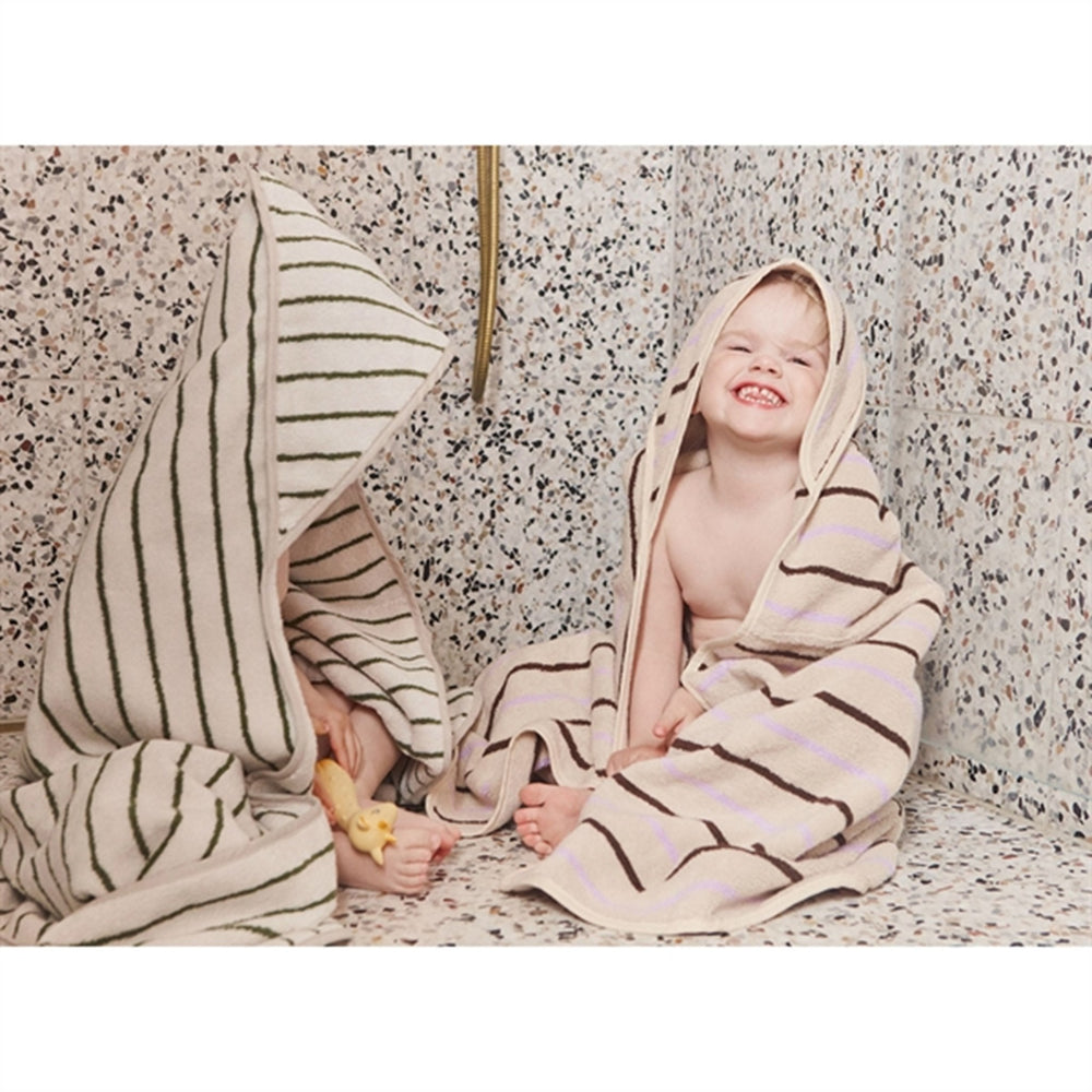 Raita Hooded Håndklæde Green / Offwhite | Luksusbaby