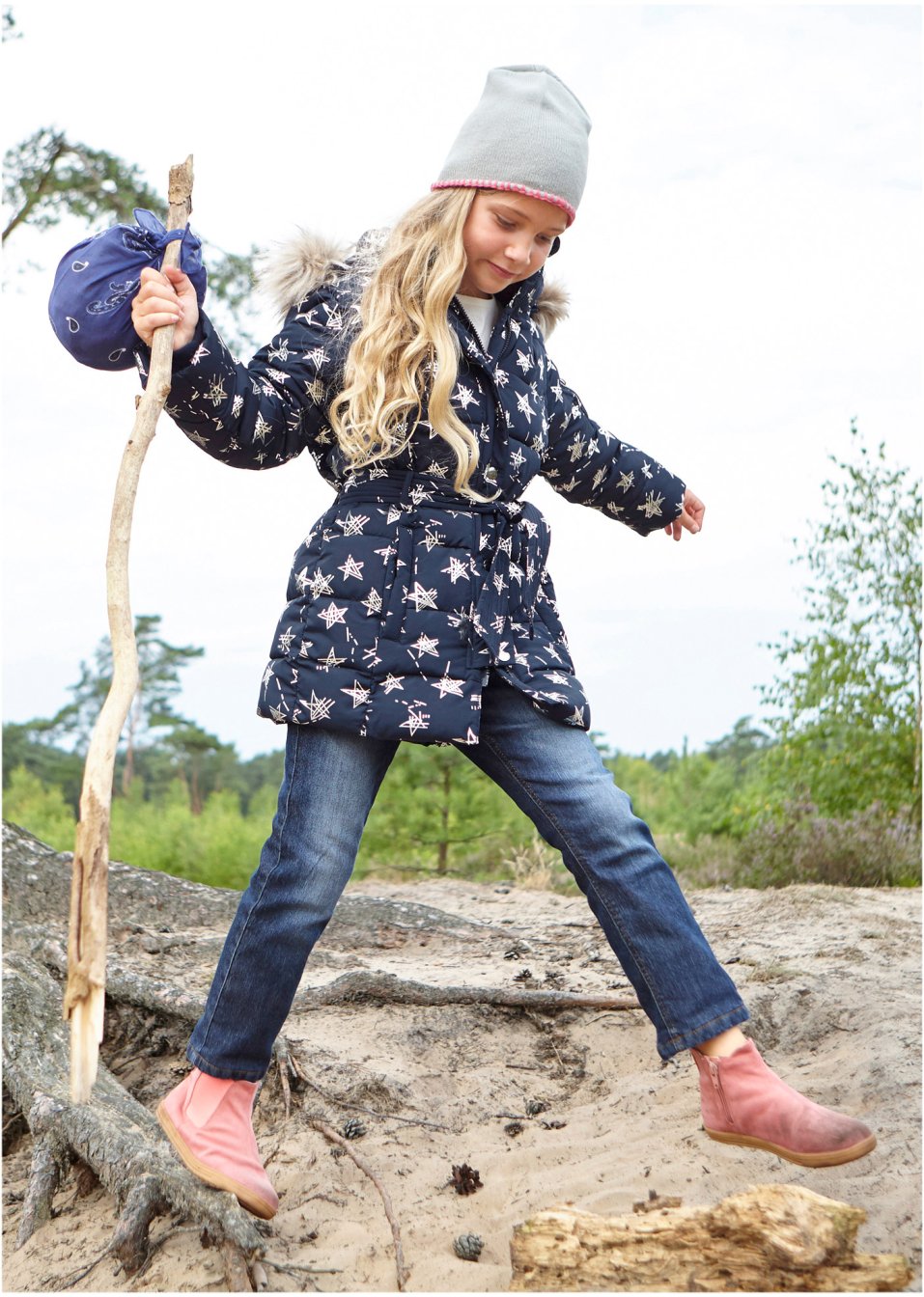 Veste d'hiver fille à imprimé étoiles