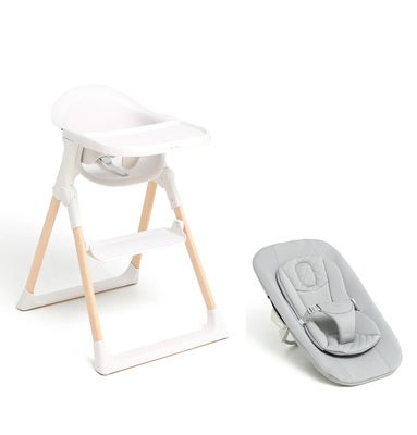 Beemoo CARE Harmony Matstol Inkl. Newborn Set, White/Wood