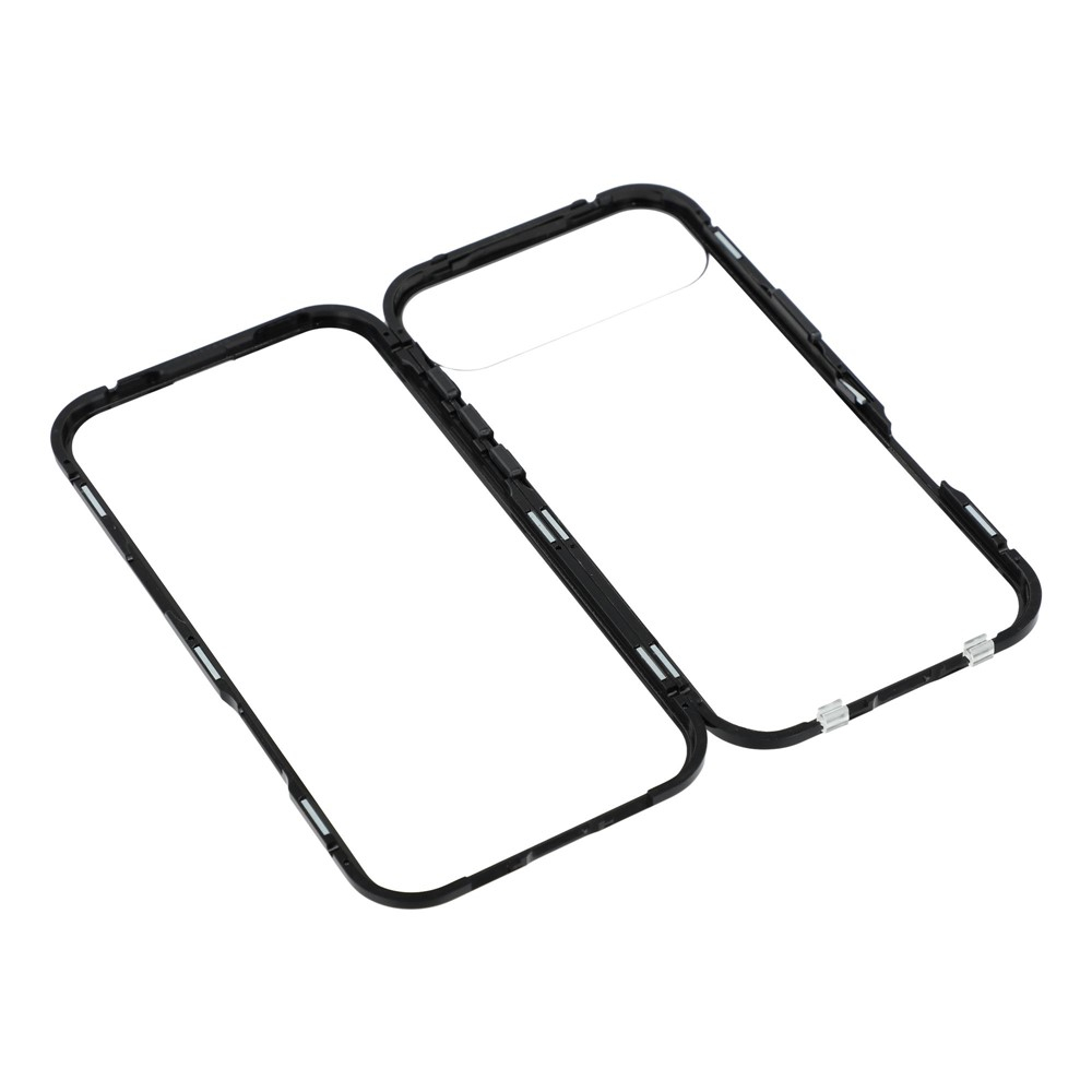 iPhone Air Magnetische Alu Schutzhülle mit Panzer Glas Backcover   Displayschutz (Magnet-Technologie) - Schwarz