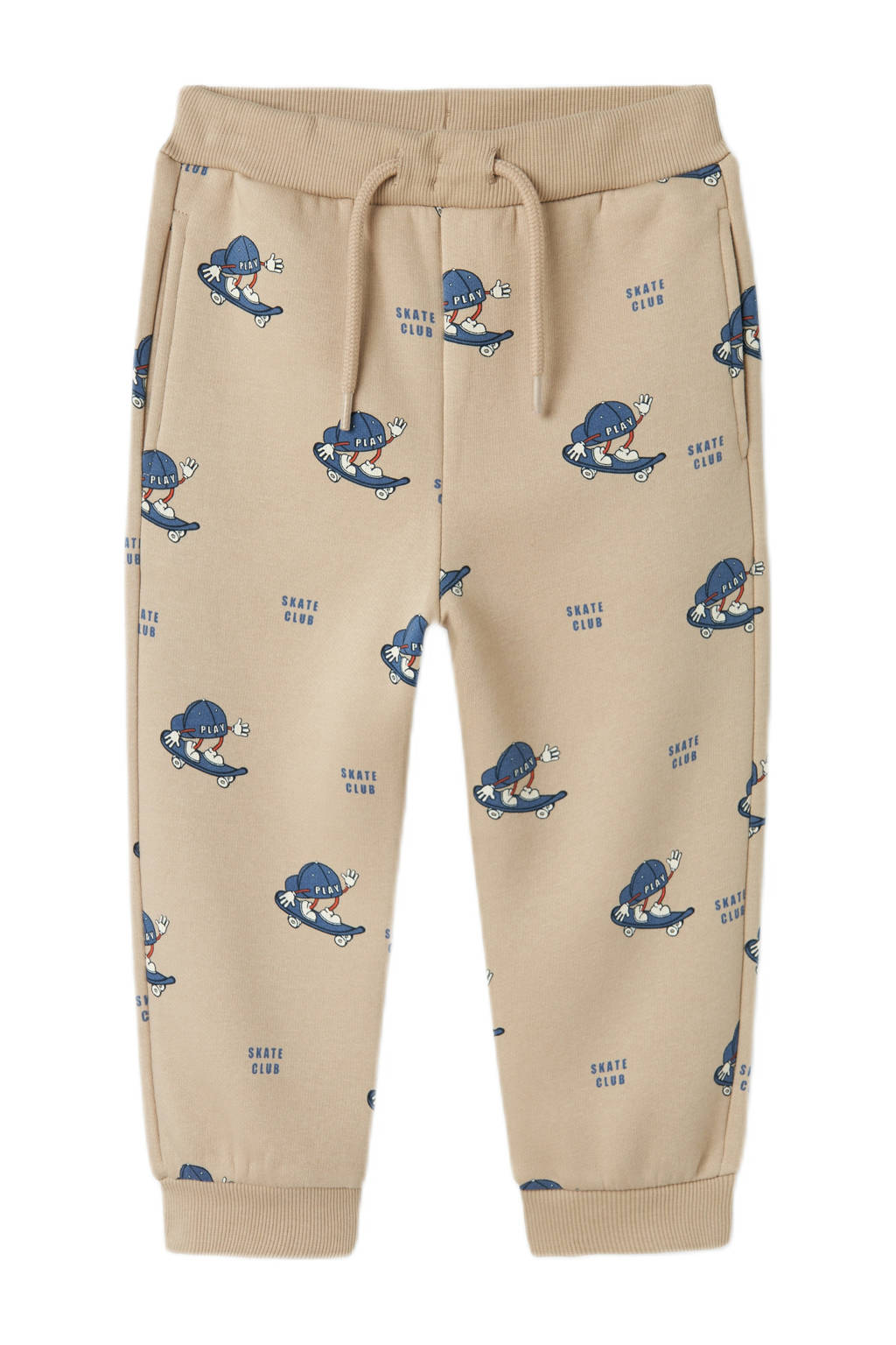 NAME IT joggingbroek NMMOTTO met all over print beige/blauw