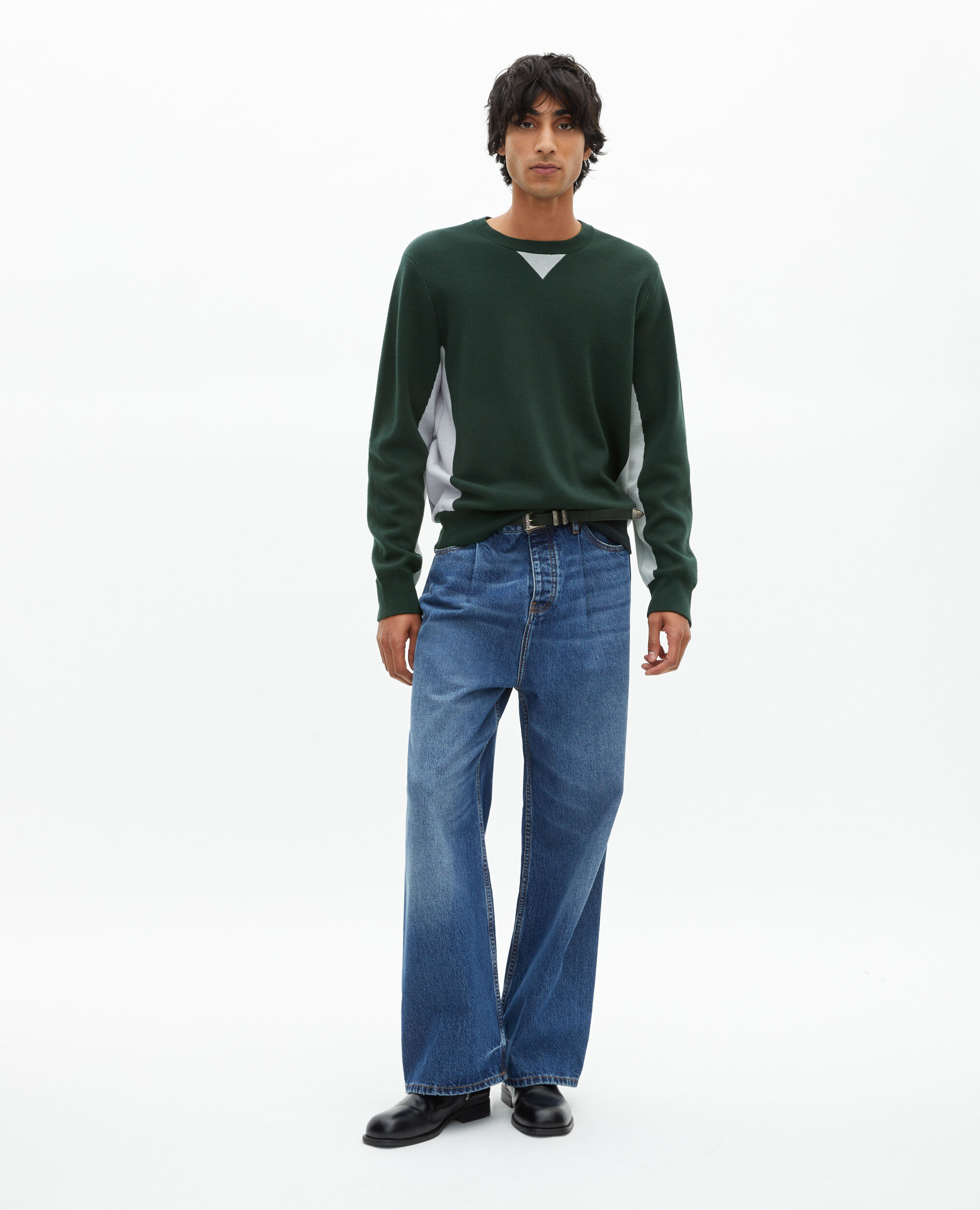 Pull avec contrastes de couleurs vert foncé
