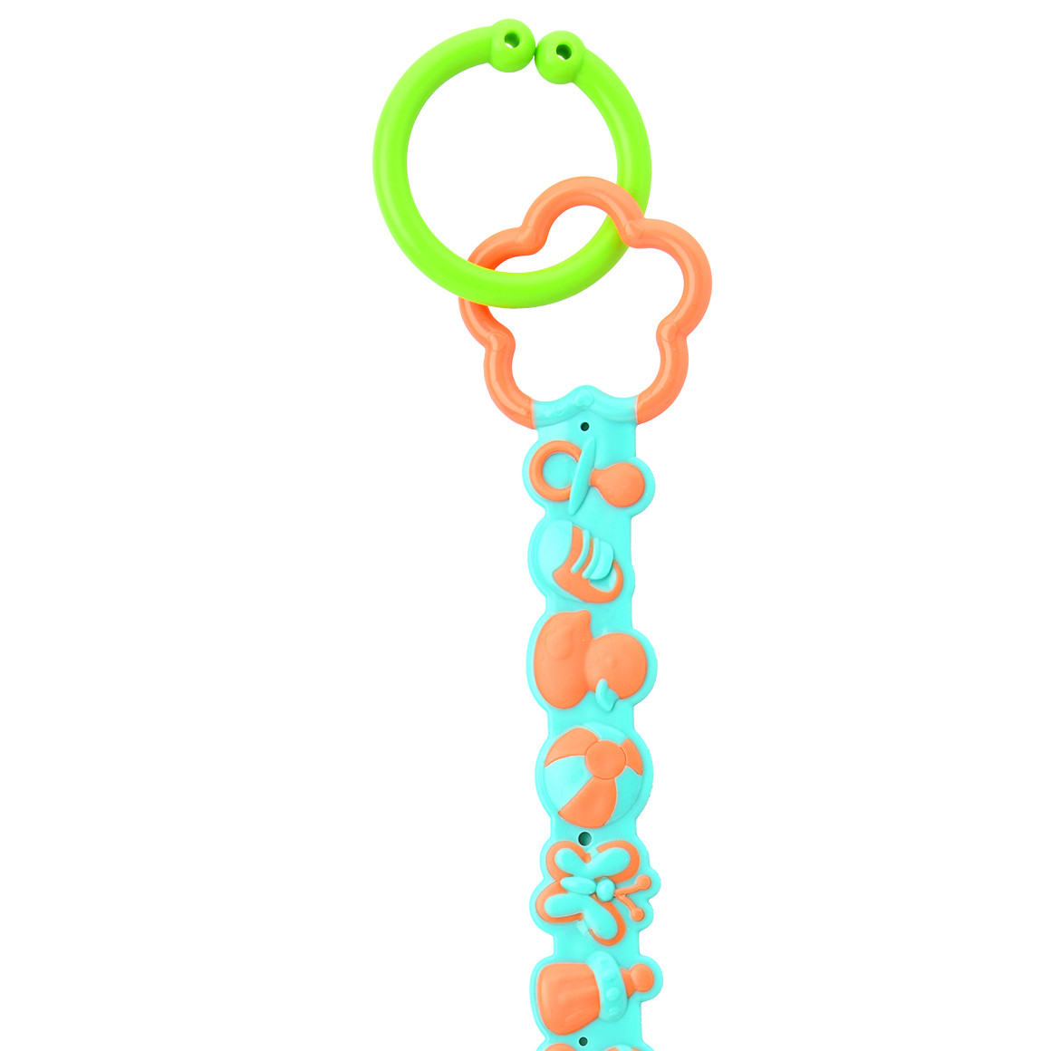 Topomini Baby Rasselball mit Kette für unterwegs gelb / rot / türkis