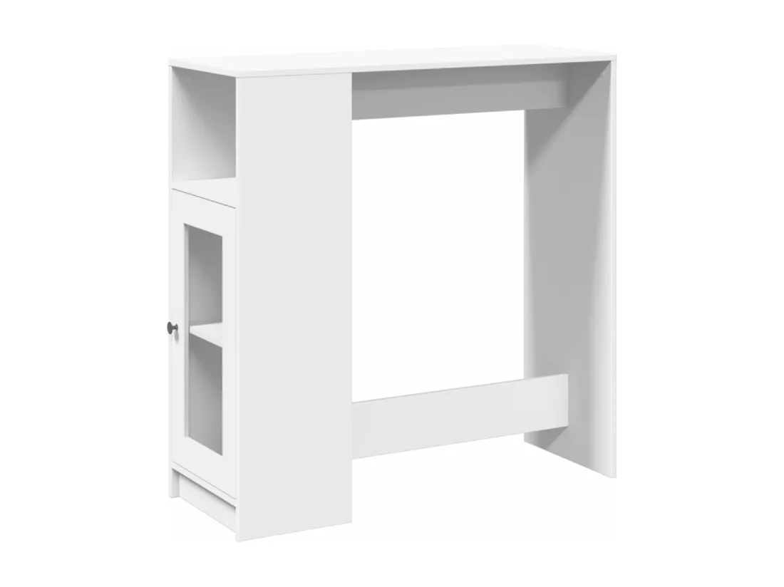 Table de bar avec étagères blanc bois d'ingénierie