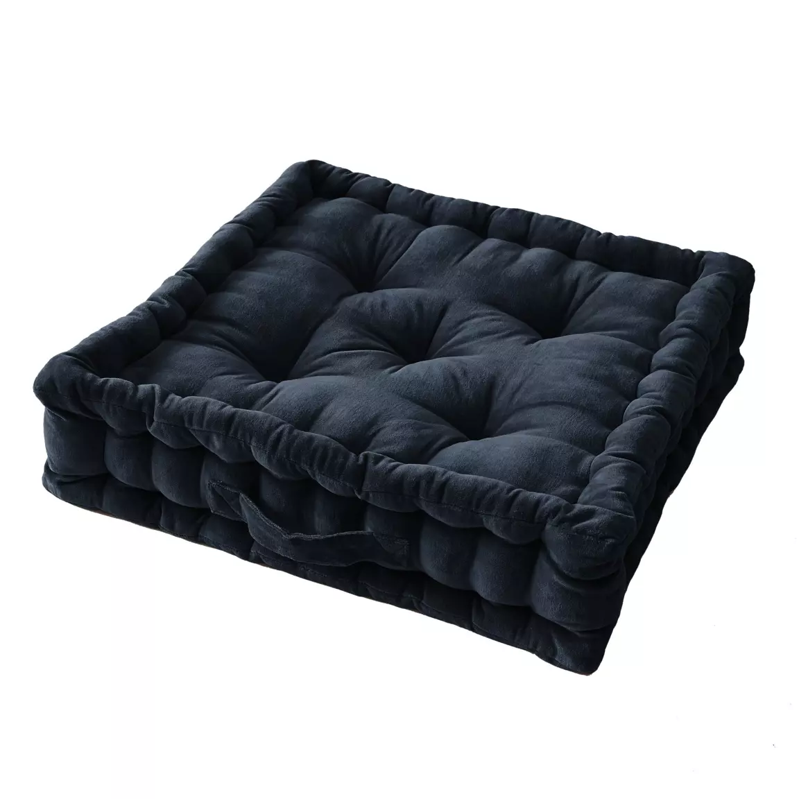 Coussin de sol carré velours de coton (50 x 50 cm) César Bleu nuit