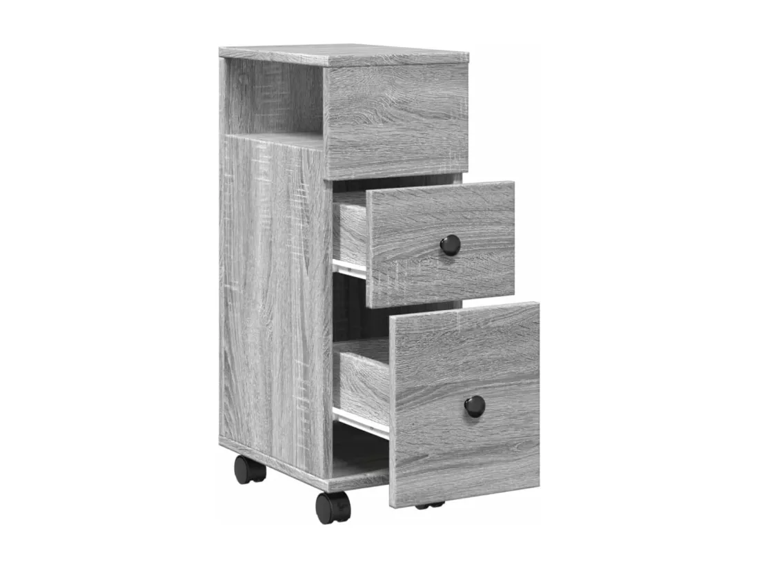 Meuble étroit de salle de bain à roulettes sonoma gris