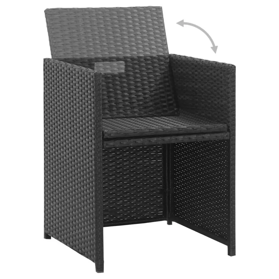 vidaXL - Tuinset - Zwart - Poly rattan