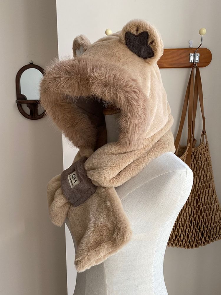 Zaalouk - Bear Ear Fluffy Hooded Scarf