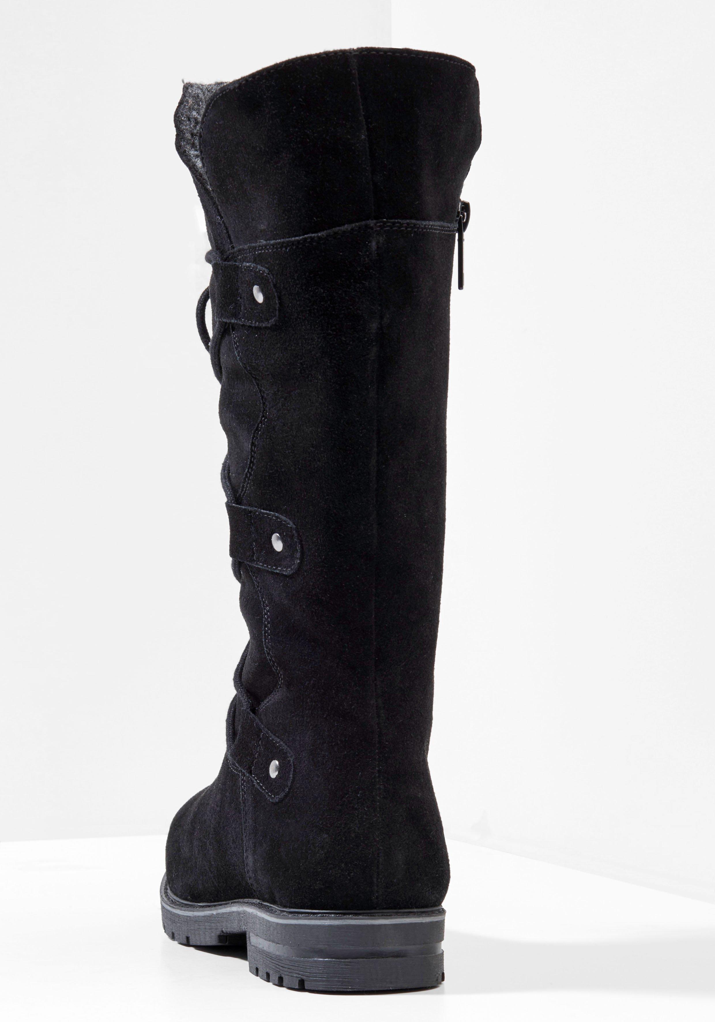Weitschaftstiefel aus Leder mit Schnürung