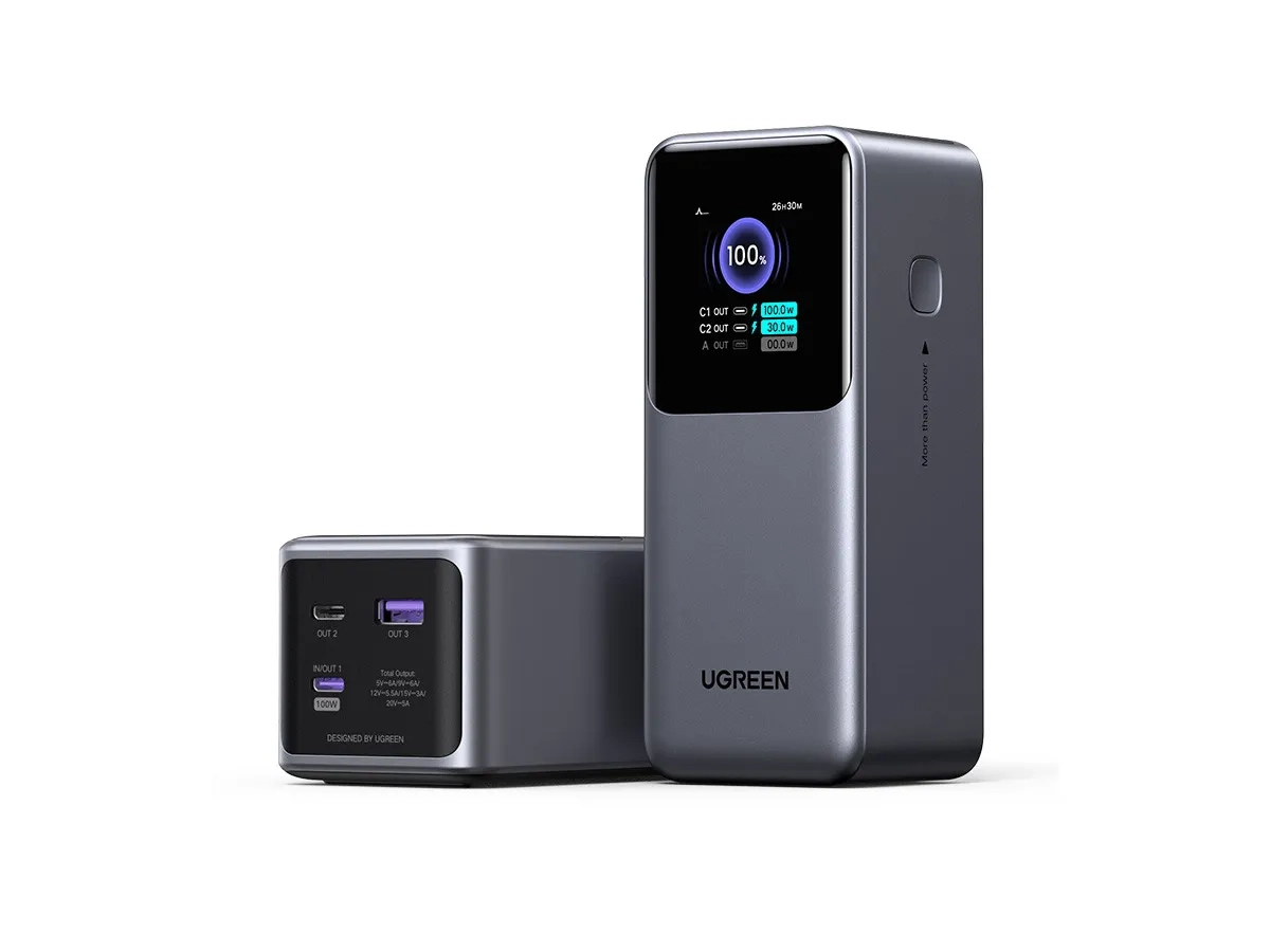 (130W) Nexode 20000mAh Powerbank Dual USB C / USB A Ladegerät inkl. USB C Ladekabel Power Delivery (35524B) - Grau