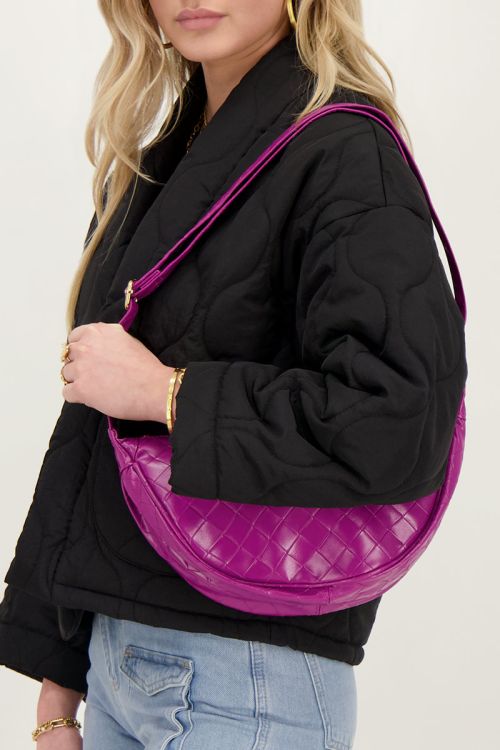 Fuchsia crossbody met ruitjespatroon