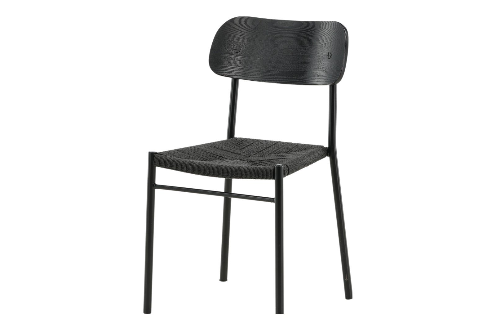 Polly Spisestol. Sett av 2. Sett av 2. Sort finér med sorte metallben.