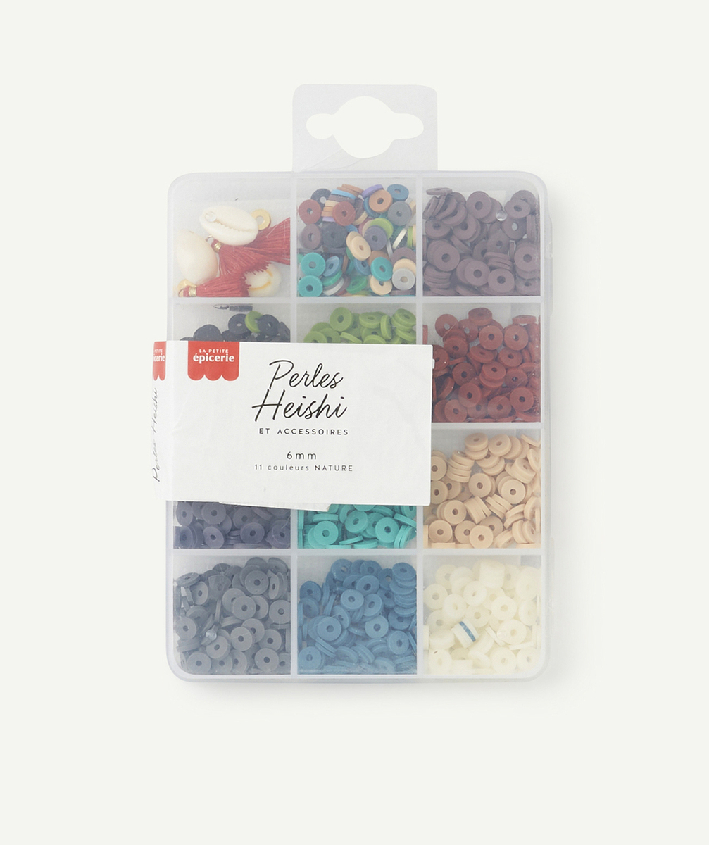 LA PETITE EPICERIEBOÎTE DE PERLES HEISHI 11 COULEURS NATURELLES AVEC ACCESSOIRES