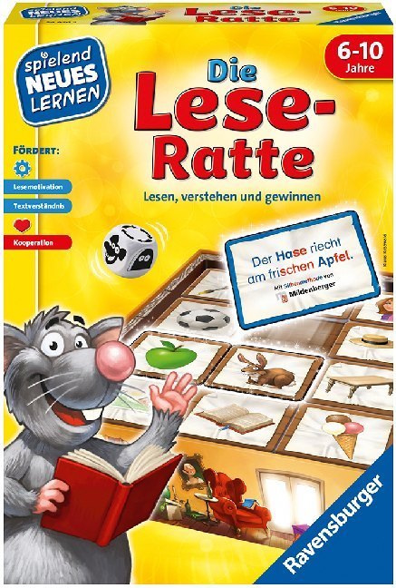 Ravensburger 24956 - Die Lese-Ratte - Spielen und Lernen für Kinder, Lernspiel für Kinder ab 6-10 Jahren, Spielend Neues Lernen für 1-4 Spieler