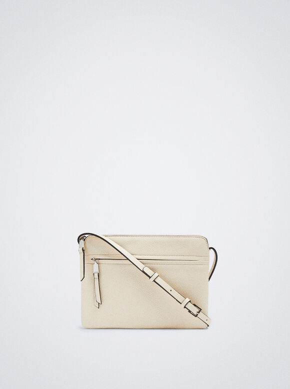 Bolsa de ombro com bolso externo - Natural