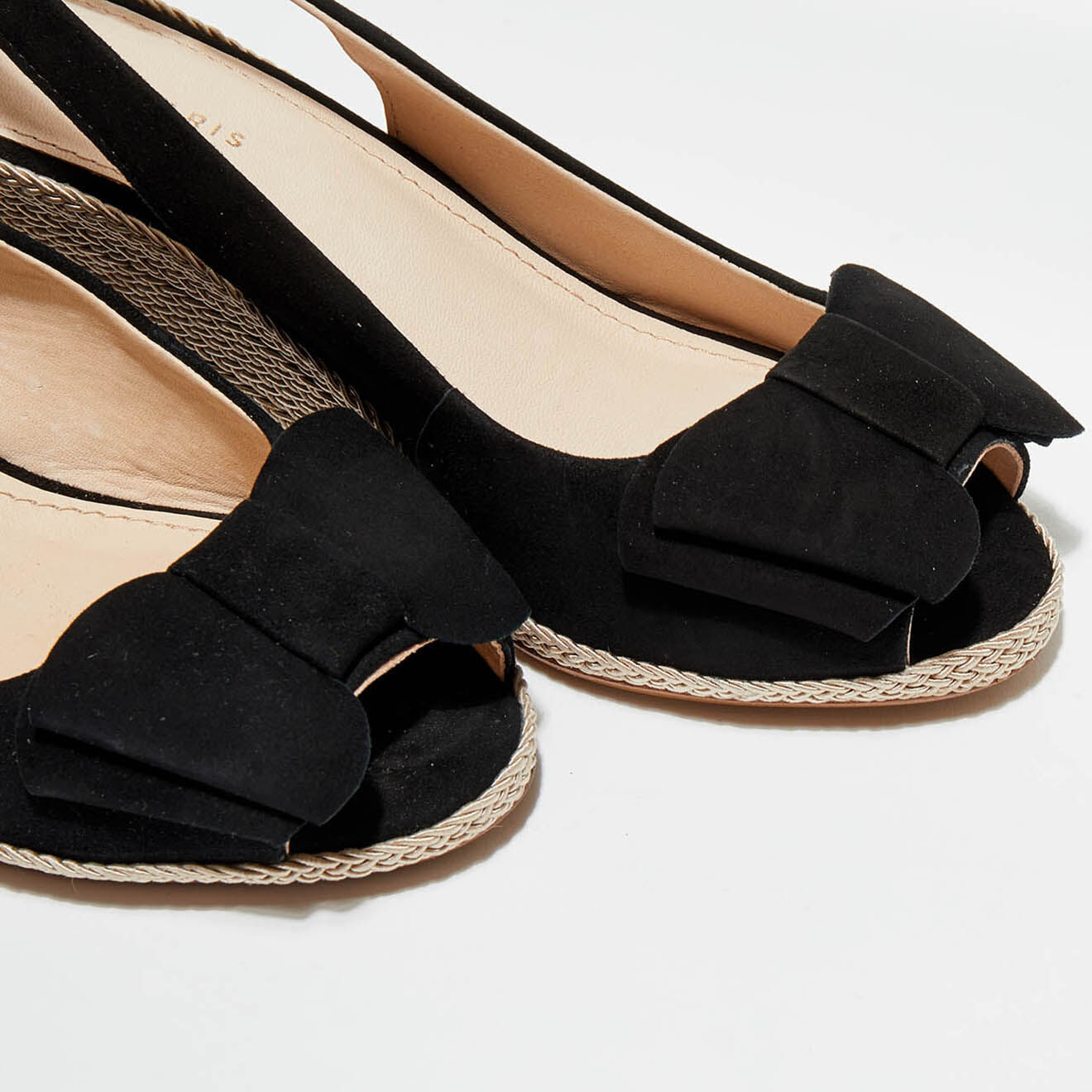 Cosmoparis Slingbacks compensés en Velours de Cuir Lizia noirs - Talon 7 cm