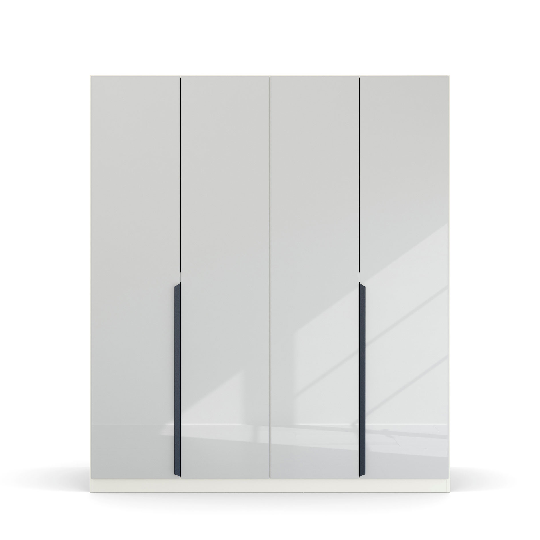 Drehtürenschrank - alpinweiß-Kristallweißglas - 4-türig - 181 cm