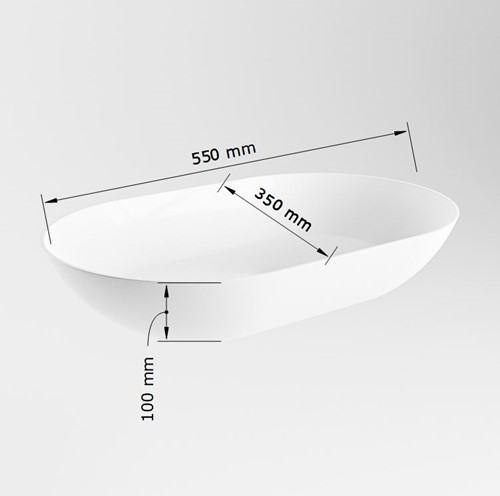Mondiaz Onni Solid Surface waskom 55x35cm fire / talc