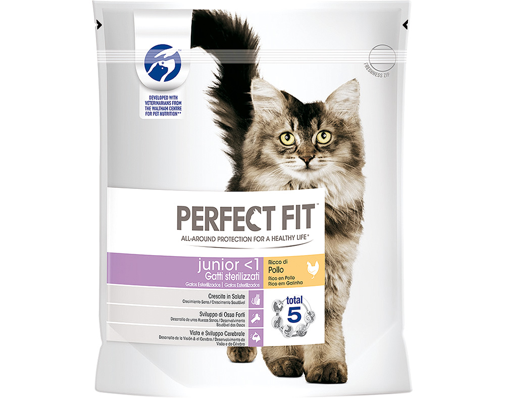 RAÇÃO PARA GATO PERFECT FIT JUNIOR COM GALINHA 750G