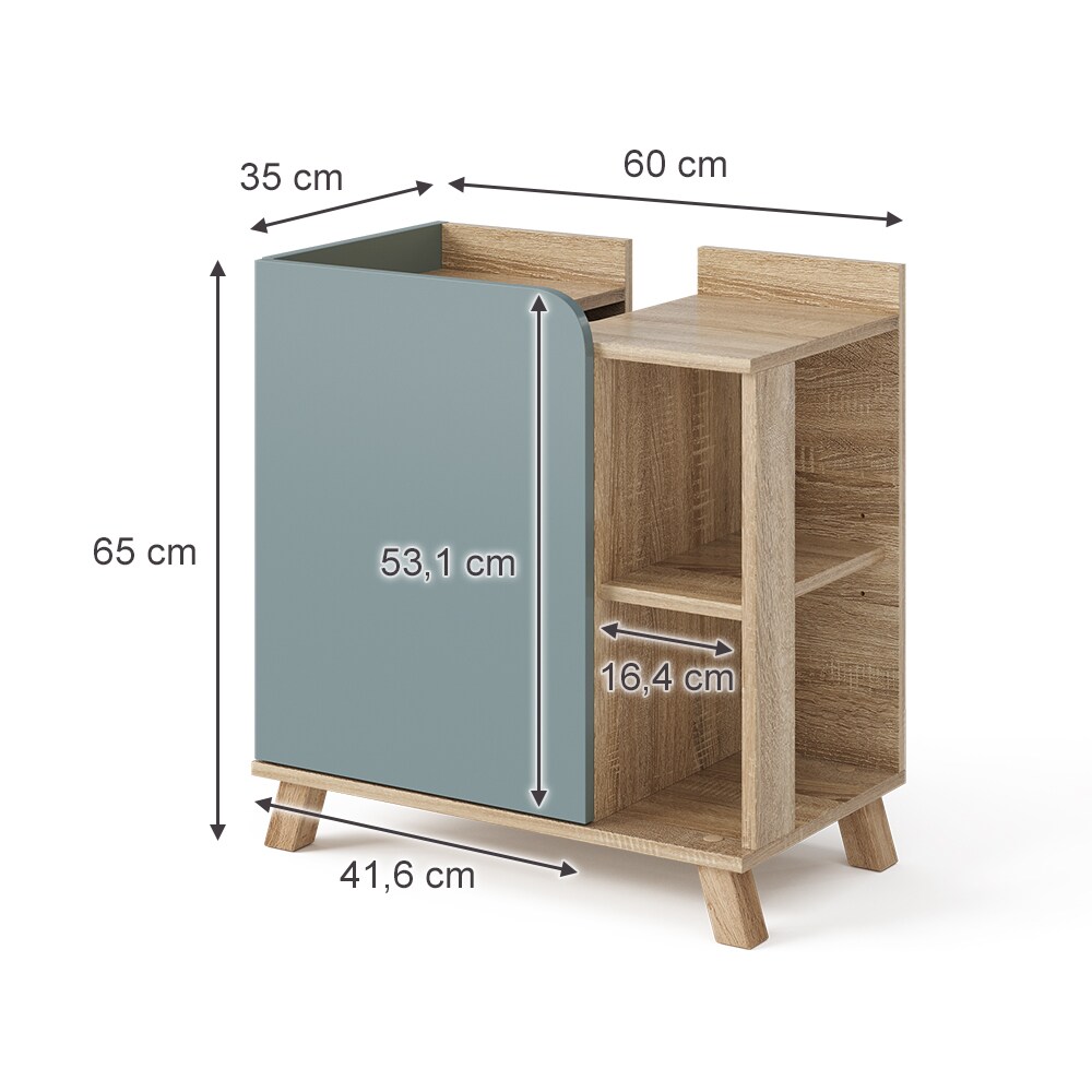 Vicco Waschbeckenunterschrank Karen Sonoma Mintgrün 60 x 65 cm Tür offene Fächer
