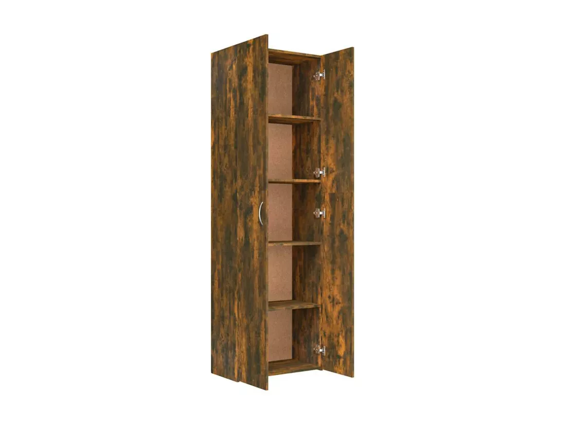Armoire de bureau Chêne fumé 60x32x190 cm Bois d'ingénierie
