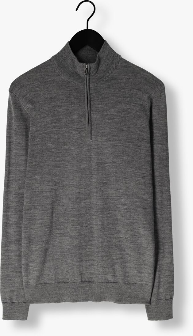 grijze profuomo trui pullover half zip merino