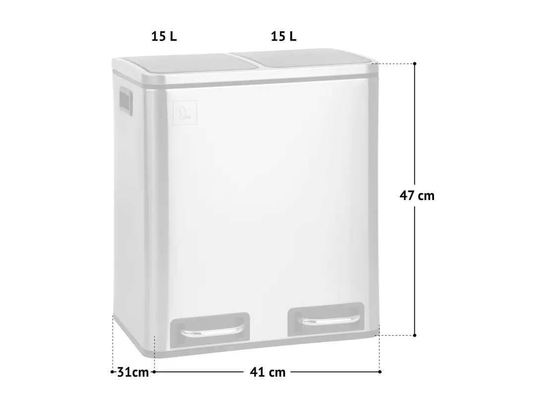 Poubelle de tri 30L en inox