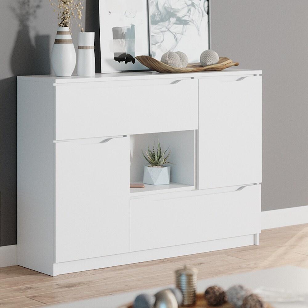 Vicco Kommode RUBEN Weiß 4 Schubladen 120 cm Sideboard Mehrzweckschrank Schrank